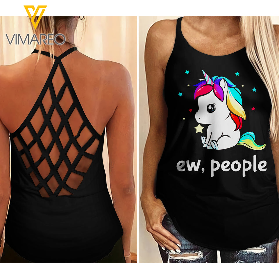 UNICORN Girl Criss-Cross Open Back Camisole Tank Top 1406TQ