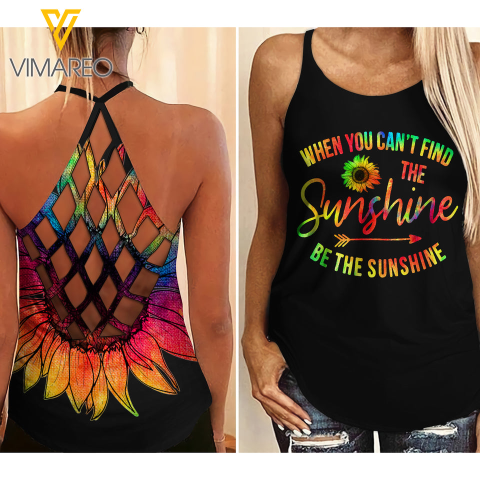 Sunflower Girl Criss-Cross Open Back Camisole Tank Top 1703NGBTQ