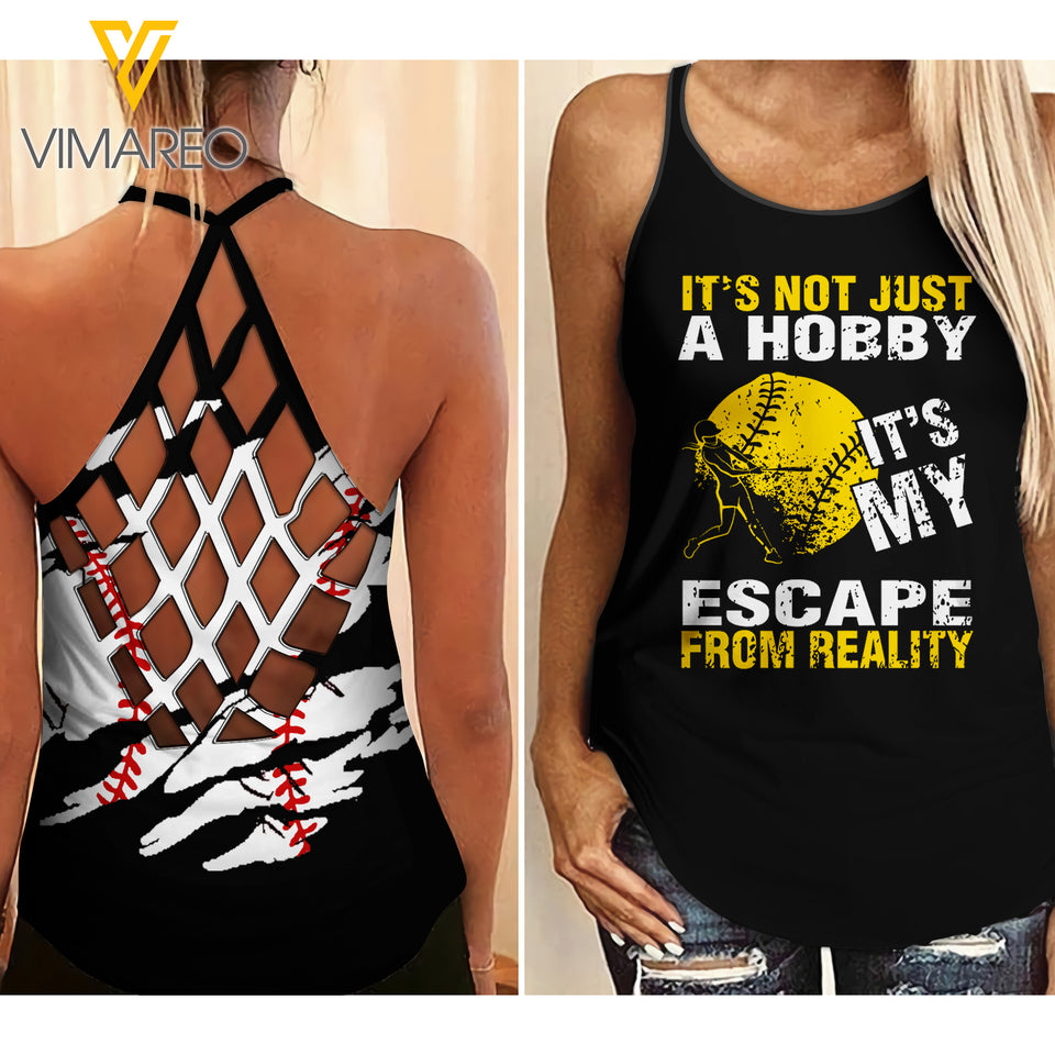 SOFTBALL HOBBY girl Criss-Cross Open Back Camisole Tank Top 1604NGBTQ