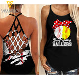 SOFTBALL Busy raising girl Criss-Cross Open Back Camisole Tank Top 1604NGBTQ