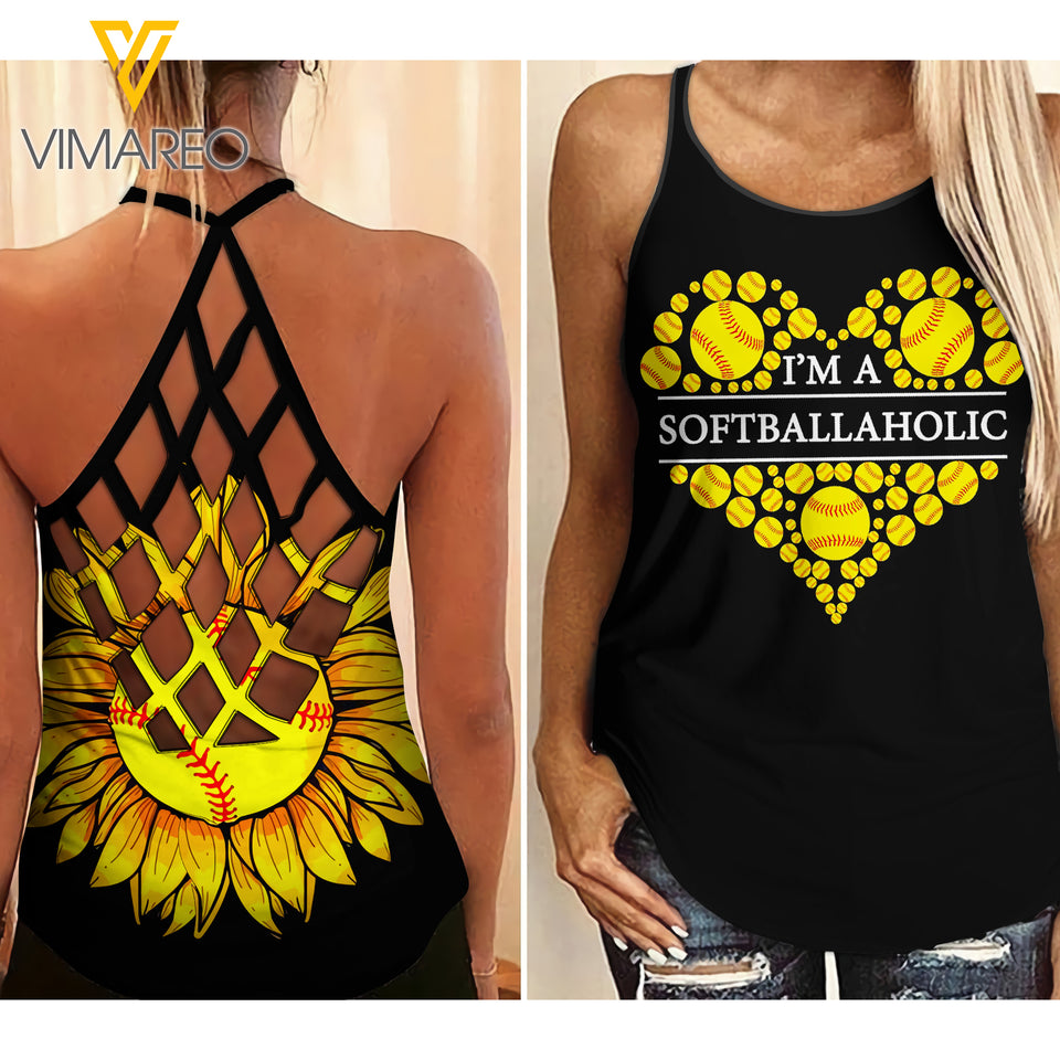 Softball girl Criss-Cross Open Back Camisole Tank Top 1904NGBTQ