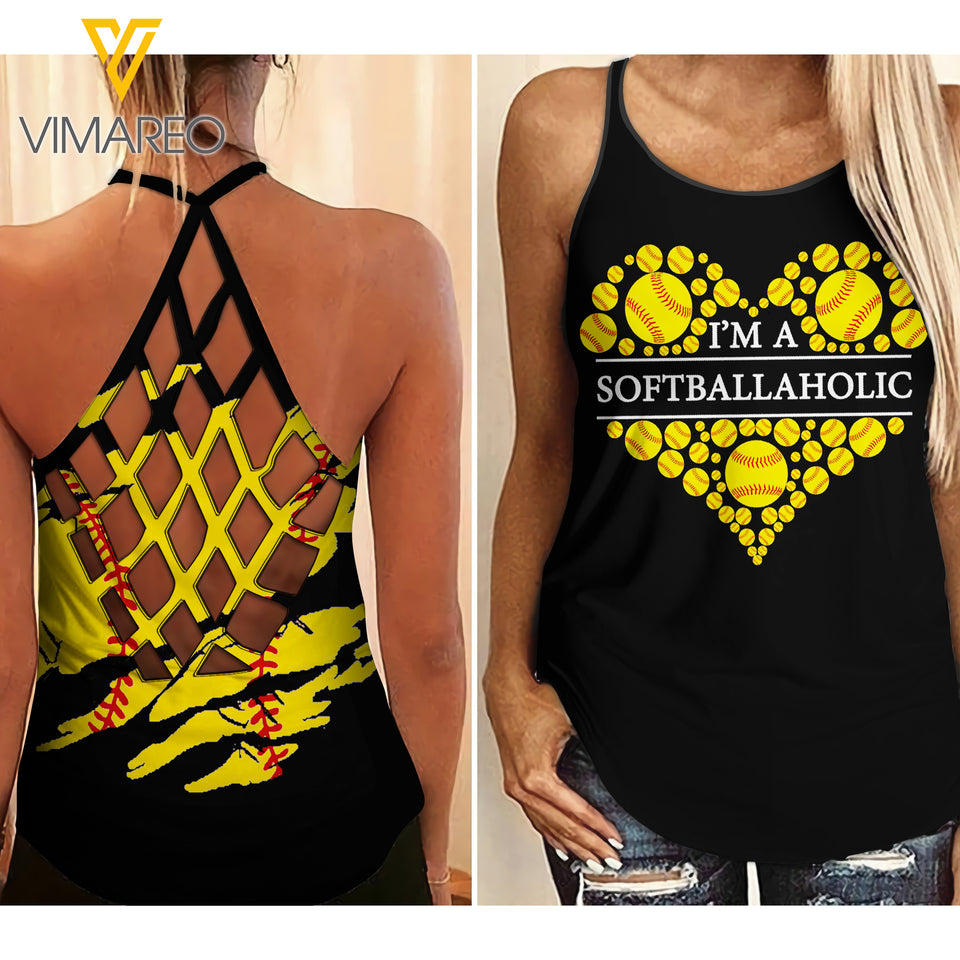 Softball girl Criss-Cross Open Back Camisole Tank Top 1904NGBTQ