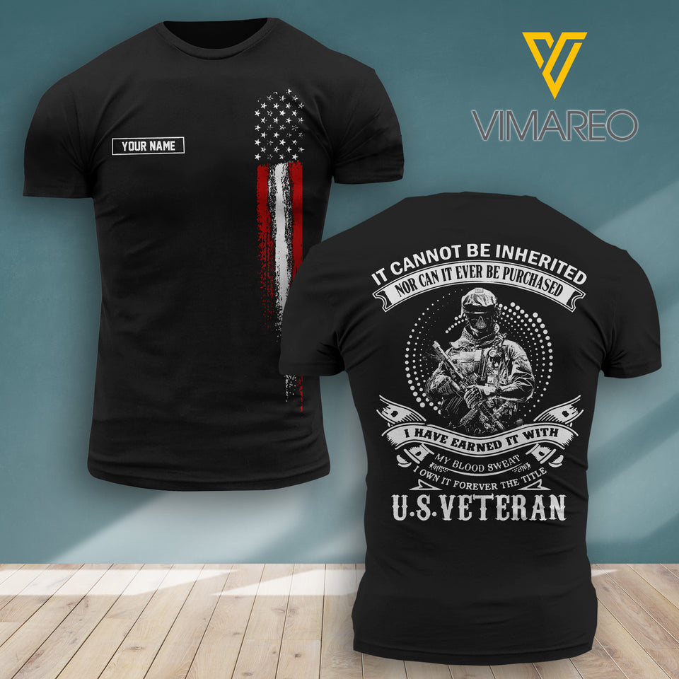 Customized US VETERAN 3D PRINTED SHIRT 2107TH