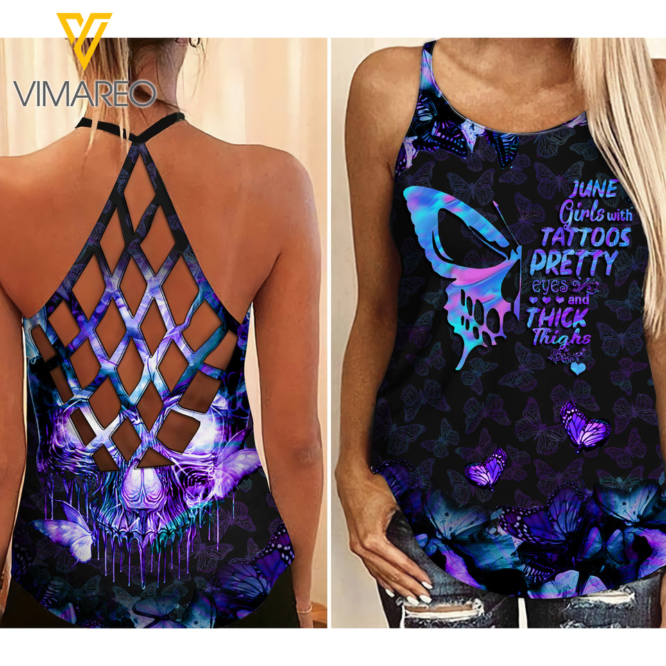 June Girl Tatoo Criss-Cross Open Back Camisole Tank Top 1806TQ