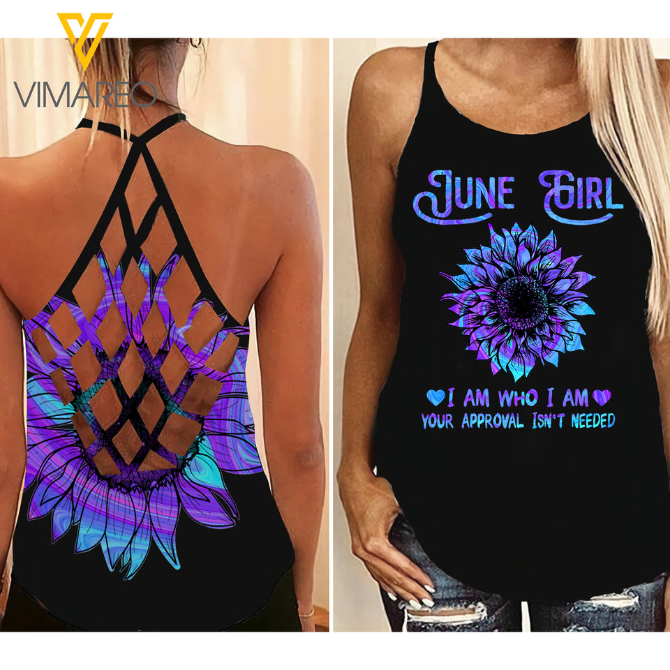 VMVH JUNE Girl Criss-Cross Open Back Camisole Tank Top 1103 HTQ