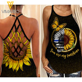Blue sunshine girl Criss-Cross Open Back Camisole Tank Top 2004NGBTQ