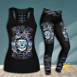 Skull girl Criss-Cross Open Back Camisole Tank Top Legging 2406TH