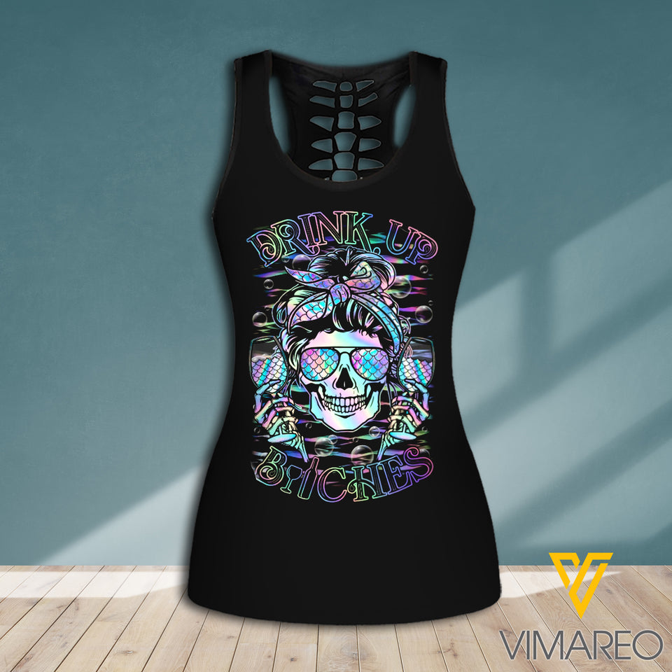 Skull girl Criss-Cross Open Back Camisole Tank Top Legging 2406TH