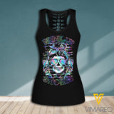 Skull girl Criss-Cross Open Back Camisole Tank Top Legging 2406TH