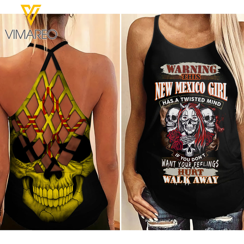New Mexico Girl With Skull Criss-Cross Open Back Camisole Tank Top YYQQ