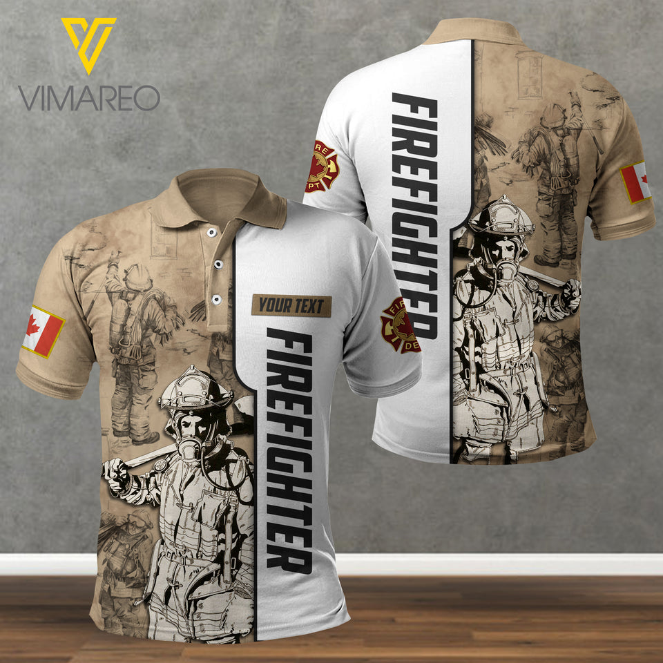 Canadian Firefighter POLO SHIRT 3D PRINTED MAY-DT14
