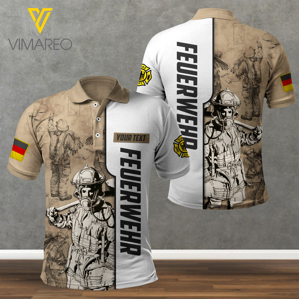 German Firefighter POLO SHIRT 3D PRINTED MAY-DT14
