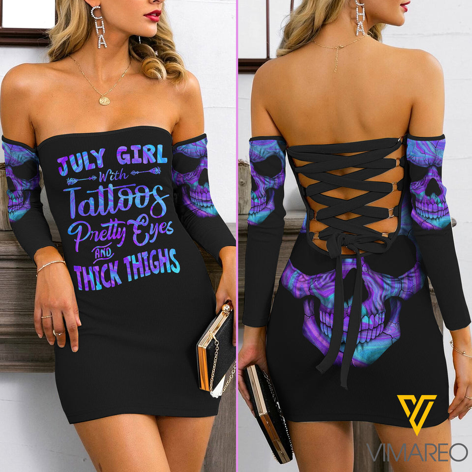 July Girl Lace Up Back Bardot Bodycon Dress MAY-DT10
