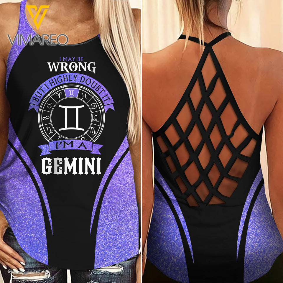 Germini Girl Criss-Cross Open Back Camisole Tank Top Legging