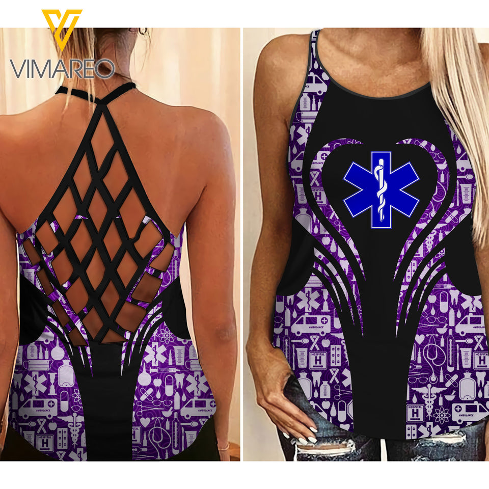 PARAMEDIC Criss-Cross Open Back Camisole Tank Top TMTL LOVE