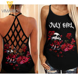 JULY GIRL SKULL Criss-Cross Open Back Camisole Tank Top TMTL64