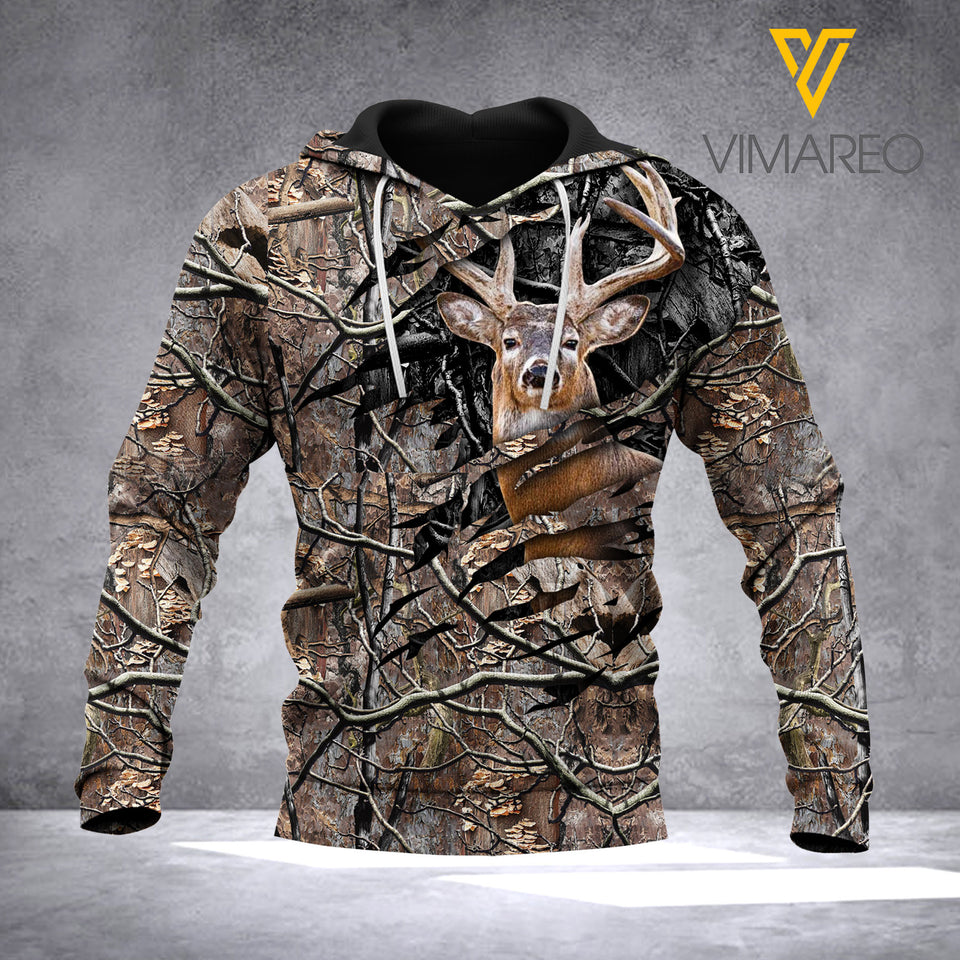 DEER HUNTING FULL CAMO HOODIE 3D TMTL