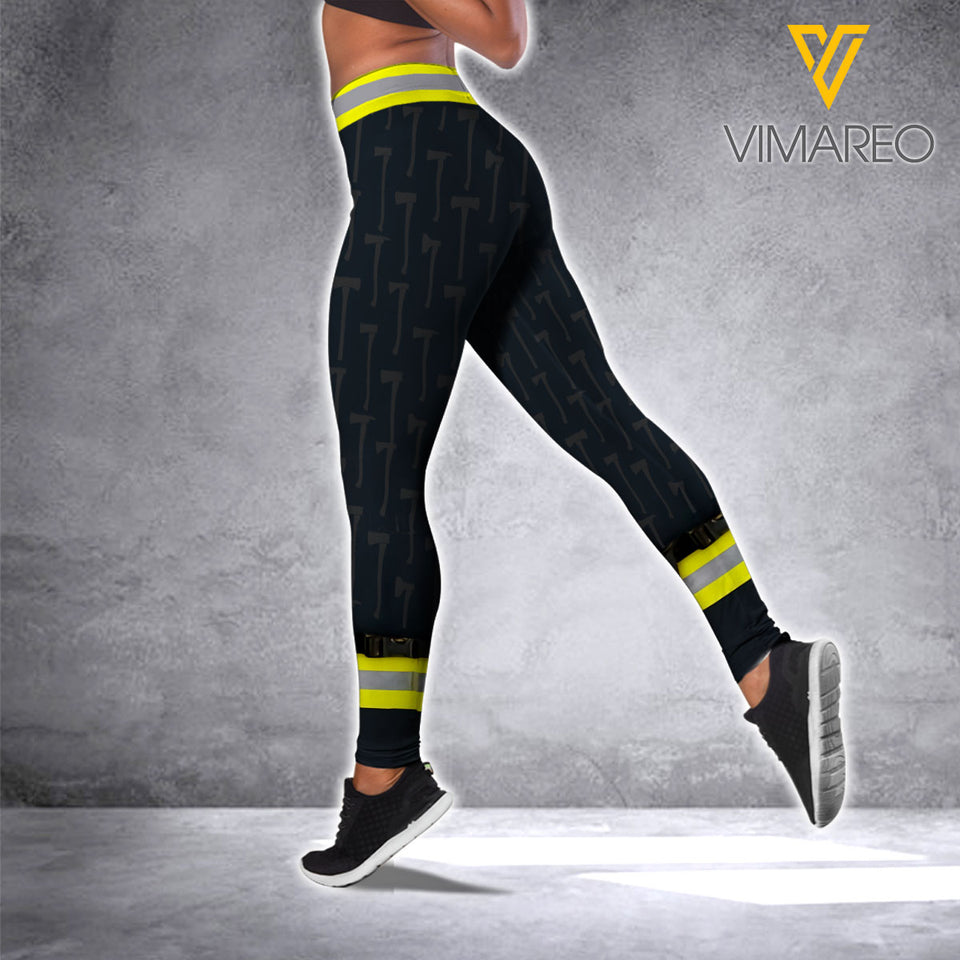 FIREFIGHTER GIRL Criss-Cross Open Back Camisole Tank Top Legging TMT COMFOR