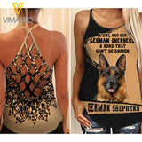german shepherd Hound Criss-Cross Open Back Camisole Tank Top leopard