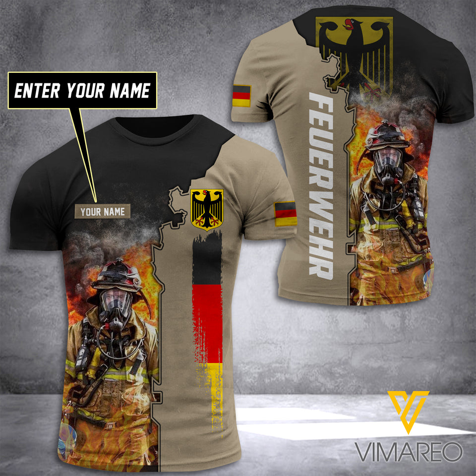 Germany FIREFIGHTER CUSTOMIZE T SHIRT 3D PRINTED TMTL