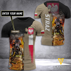 Poland FIREFIGHTER CUSTOMIZE T SHIRT 3D PRINTED TMTL