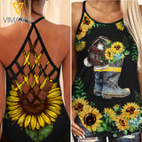 FIREFIGHTER LOVE Criss-Cross Open Back Camisole Tank Top Legging TMT
