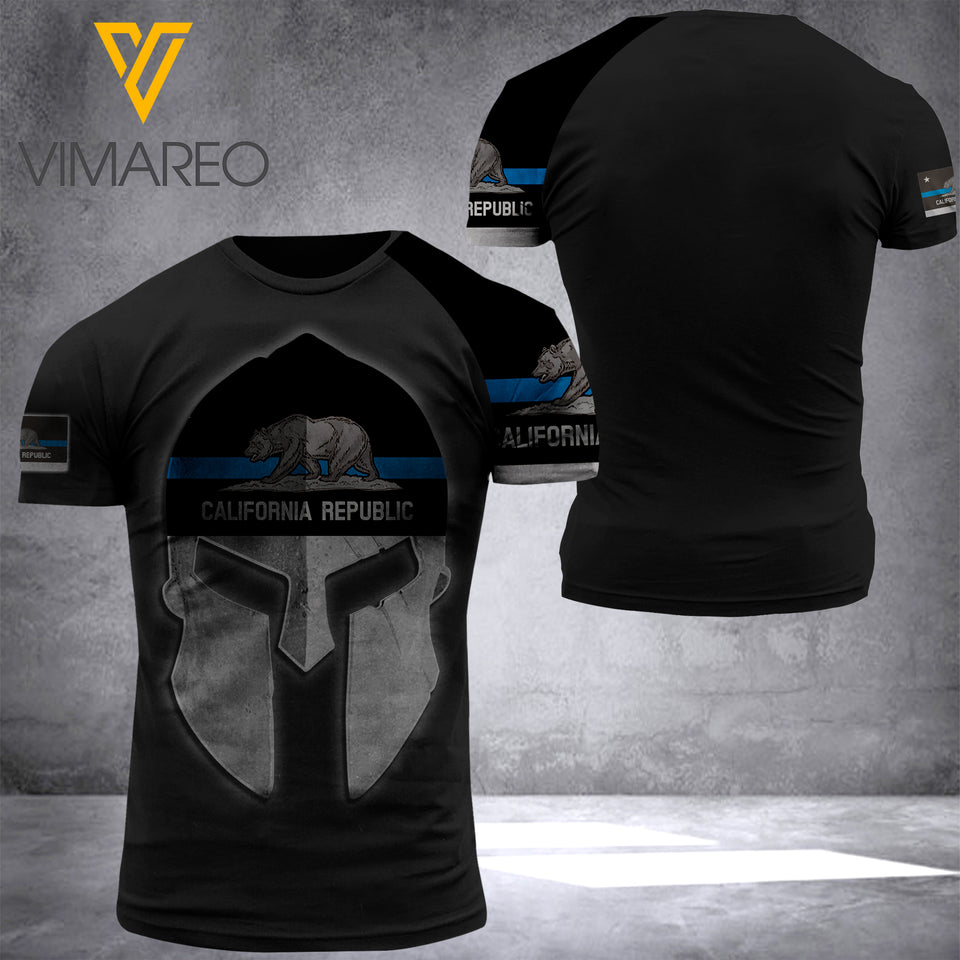 california blue line T SHIRT 3D PRINTED TMTL SOLDIER