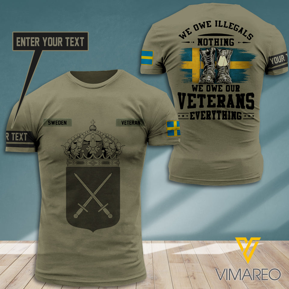 Sweden VETERAN CAMO CUSTOMIZE T SHIRT 3D PRINTED 722
