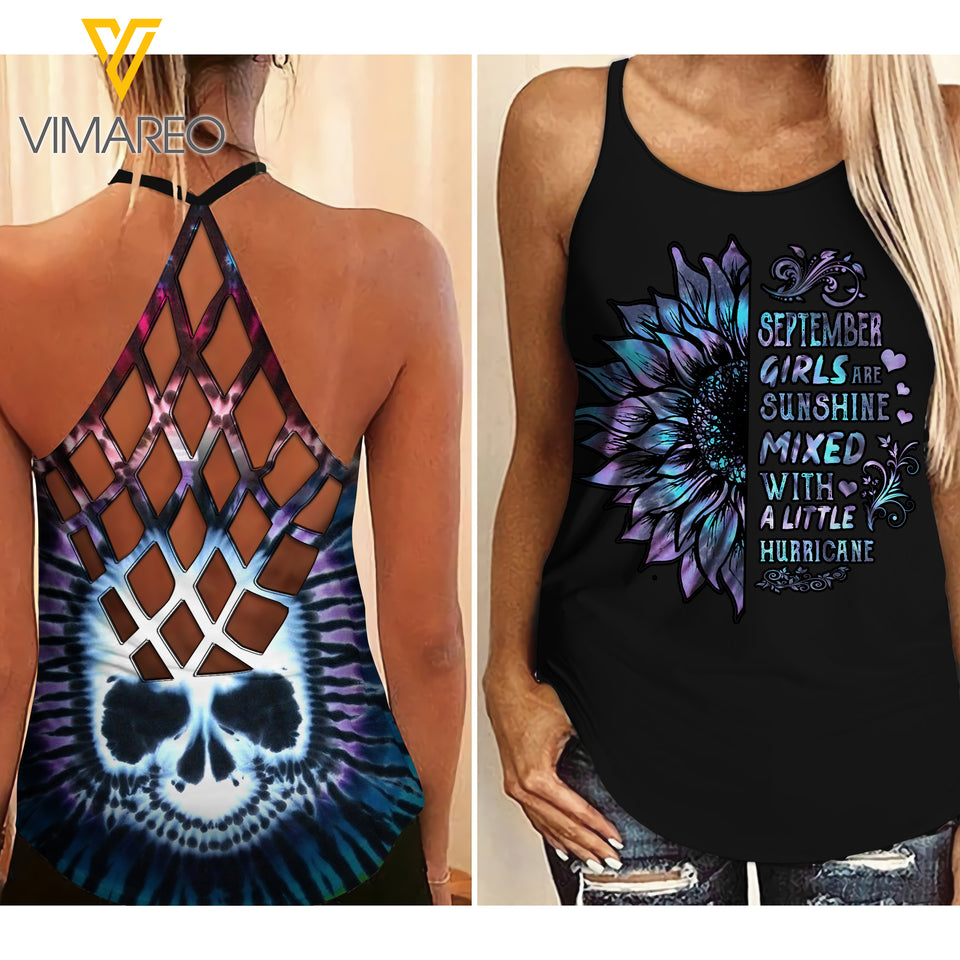 september GIRL Criss-Cross Open Back Camisole Tank Top SKSS