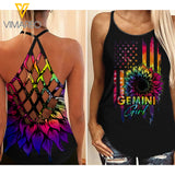 Gemini GIRL Criss-Cross Open Back Camisole Tank Top TIE DYE