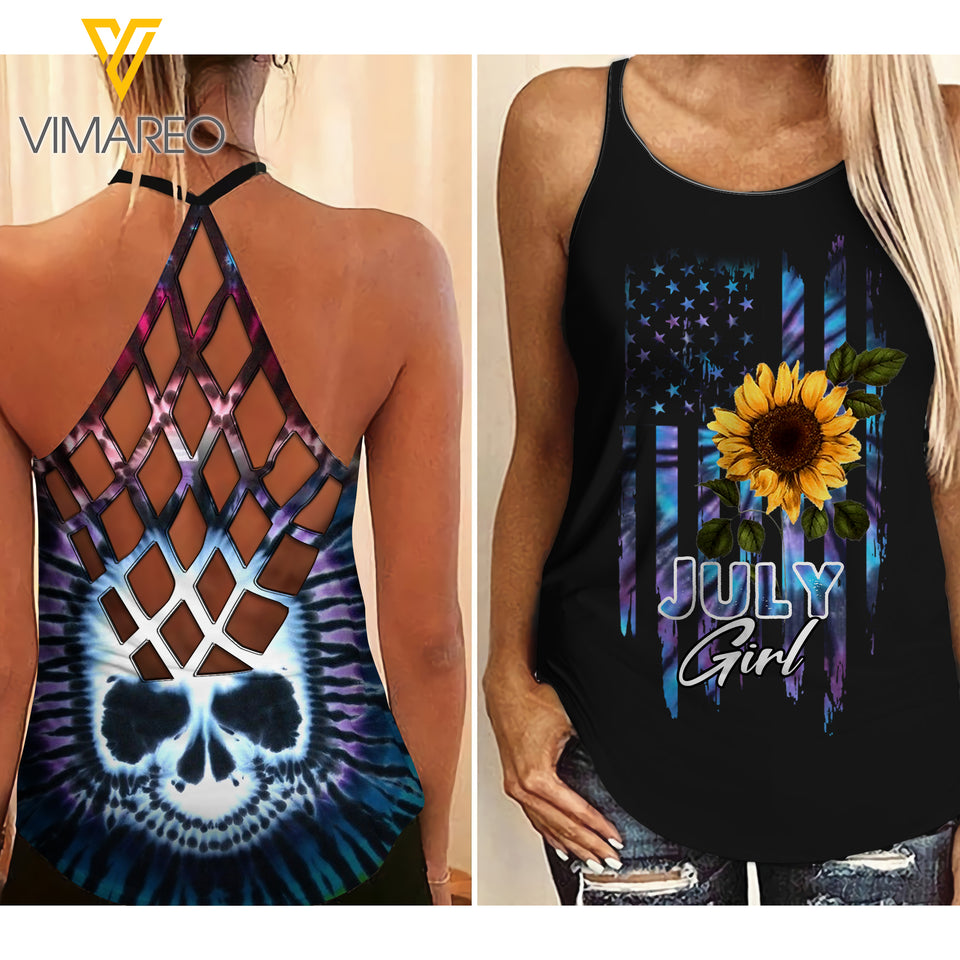 July GIRL Criss-Cross Open Back Camisole Tank Top SKSF