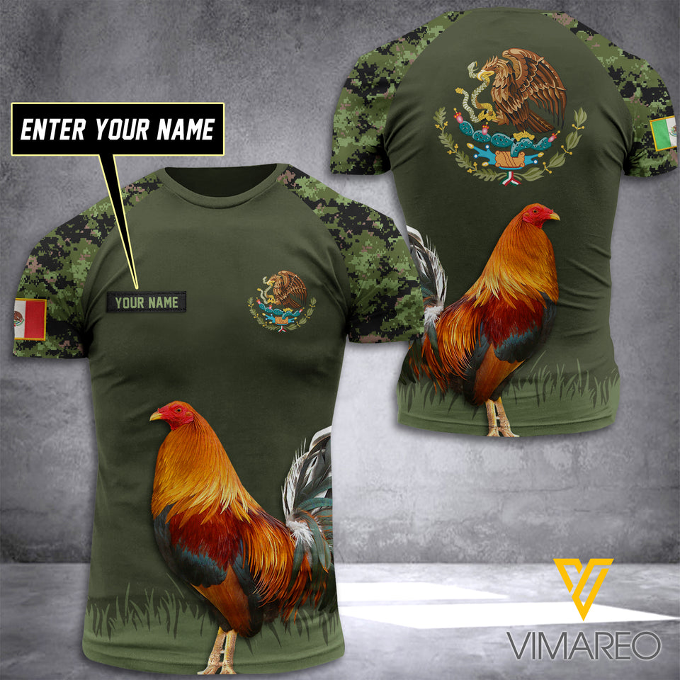 Rooster MEXICO CAMO CUSTOMIZE T SHIRT 3D PRINTED TMT