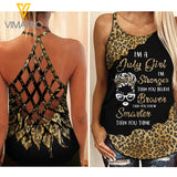 july GIRL Criss-Cross Open Back Camisole Tank Top leopard