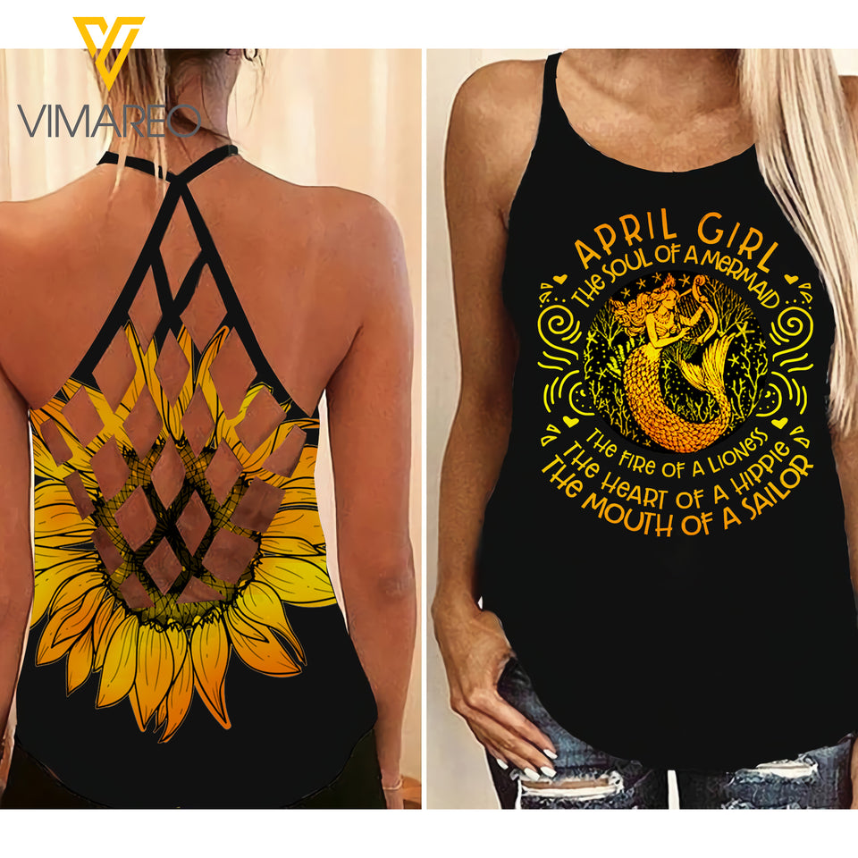 april GIRL Criss-Cross Open Back Camisole Tank Top HIPPIE