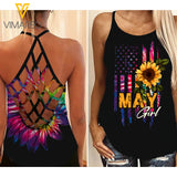 may GIRL Criss-Cross Open Back Camisole Tank Top SUNFLOWER