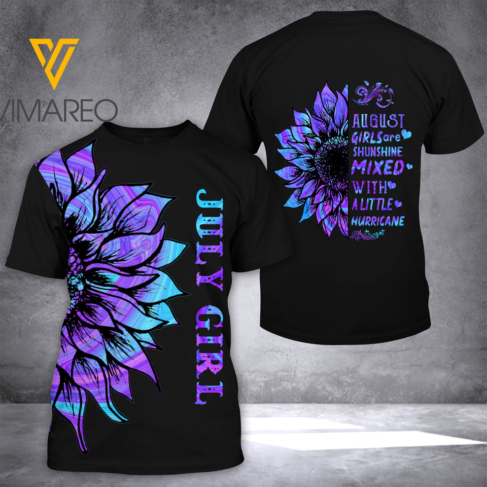 JULY GIRL T SHIRT 3D PRINTED TMT HURRICANE