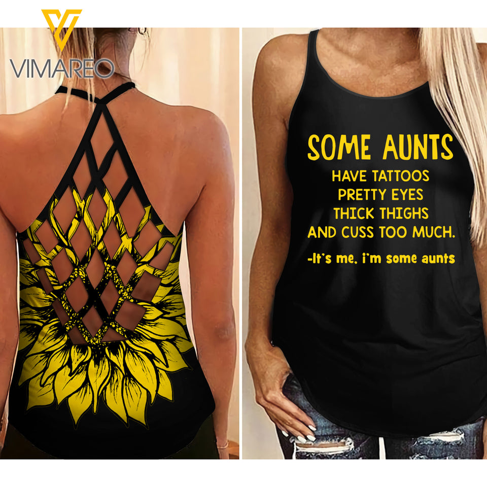 Tattoos Criss-Cross Open Back Camisole Tank Top APR-HQ14