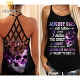 AUGUST TATOOS GIRL WITH THREE SIDES CRISS-CROSS TANK TOP