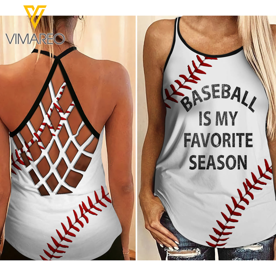 BASEBALL SEASON Criss-Cross Open Back Camisole Tank Top TMT