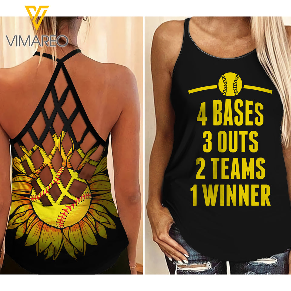 SOFTBALL Criss-Cross Open Back Camisole Tank Top 4321