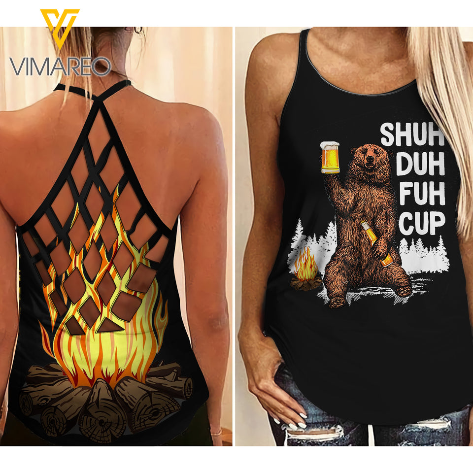 SHUH DUH FUH CUP CRISS-CROSS TANK TOP CAMPING BEAR