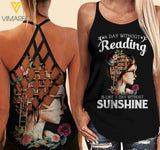 Girls Love Books Criss-Cross Open Back Camisole Tank Top  VMYY