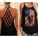 Boxer Dog Criss-Cross Open Back Camisole Tank Top APR-MA14