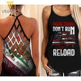 California Flag girl Criss-Cross Open Back Camisole Tank Top 1604NGBA