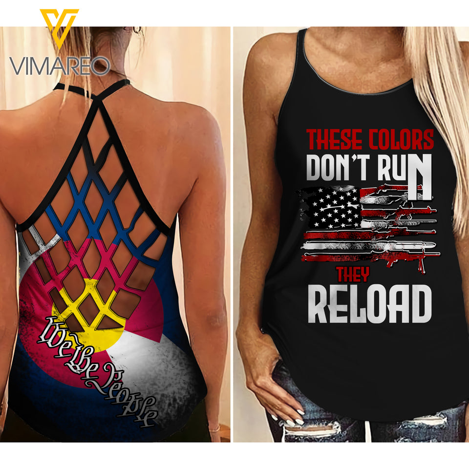 Colorado Flag girl Criss-Cross Open Back Camisole Tank Top 1604NGBA