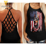 Doberman Dog Criss-Cross Open Back Camisole Tank Top APR-MA14