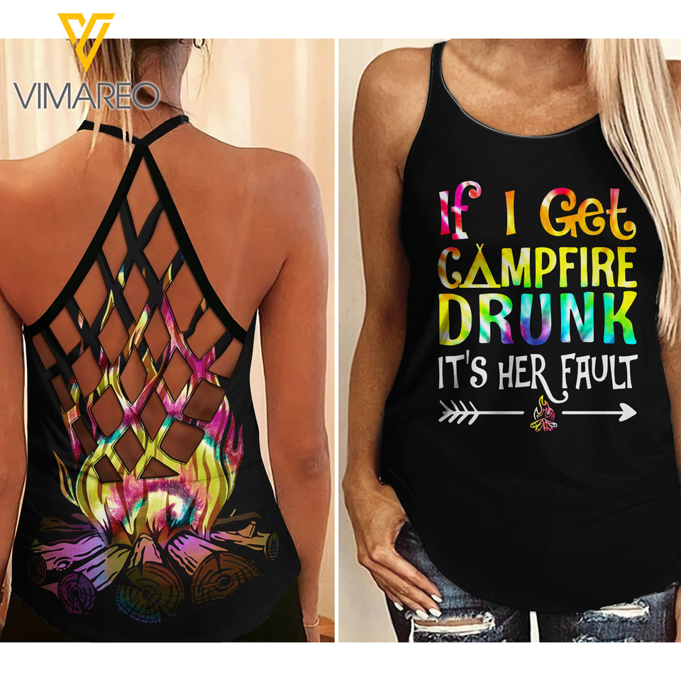 Campfire Drunk Criss-Cross Open Back Camisole Tank Top 2 style APR-MA15