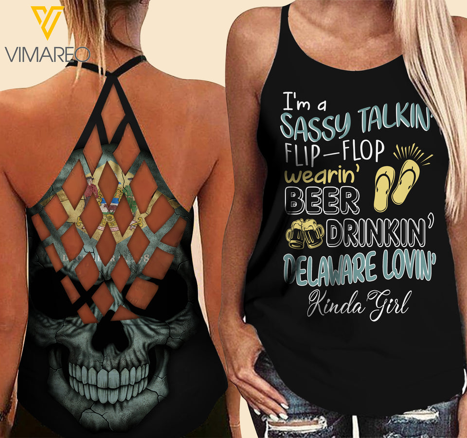 Delaware lovein' Kinda girl-Criss-Cross Open Back Camisole Tank Top