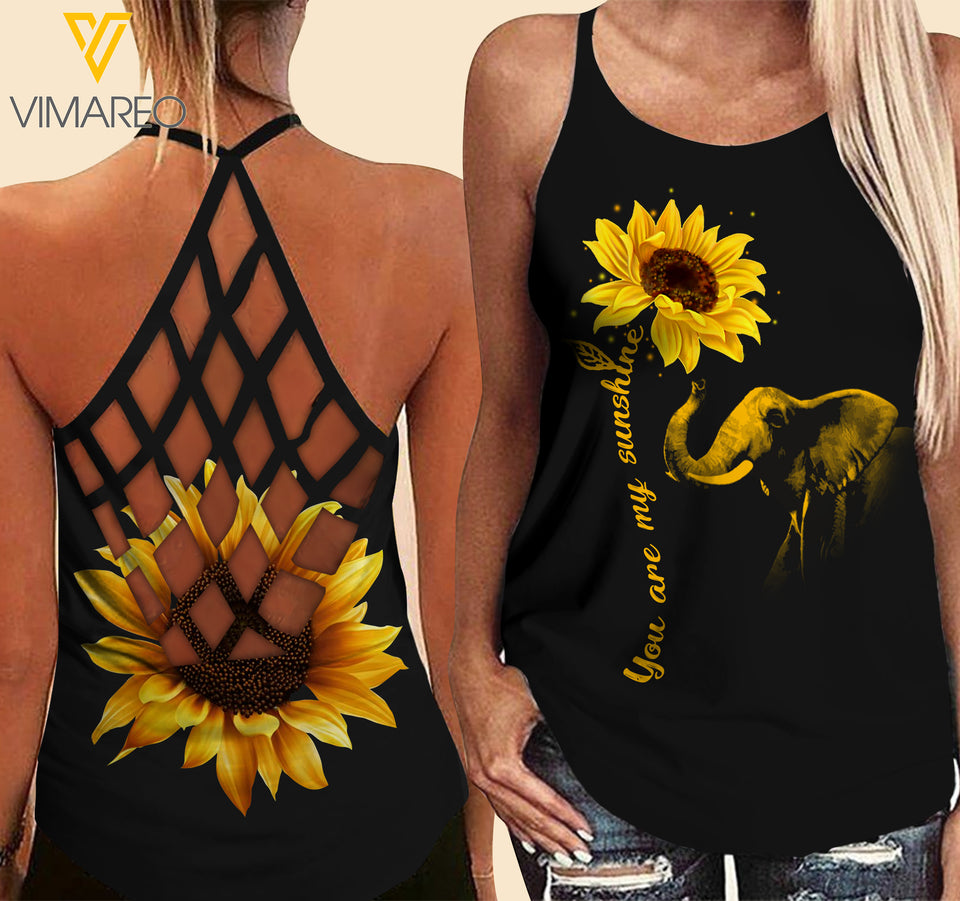 LOVE ELEPHANTS GIRL Criss-Cross Open Back Camisole Tank Top V2