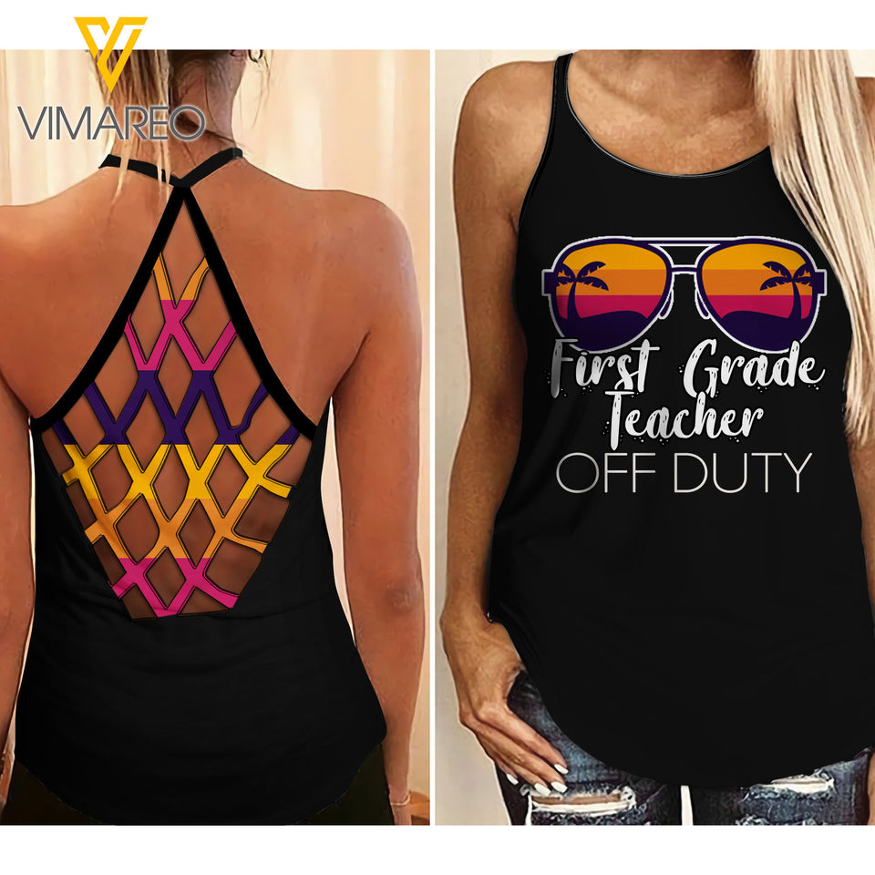 FIRST GRACE TEACHER Girl Criss-Cross Open Back Camisole Tank Top 0605NGBA